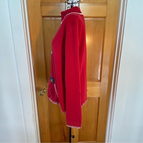 Vintage Breckenridge Grandma 1/4 Zip Turtleneck Fir Tree Sweater Red Size XL - Picture 8 of 16